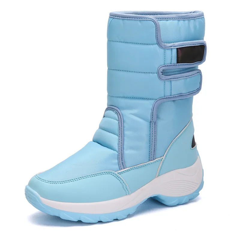 CINESSD 2023 New Winter Warm Snow Boots Outdoor Waterproof Women's Cotton Boots Plush Comfort Warm Female High Top Boots