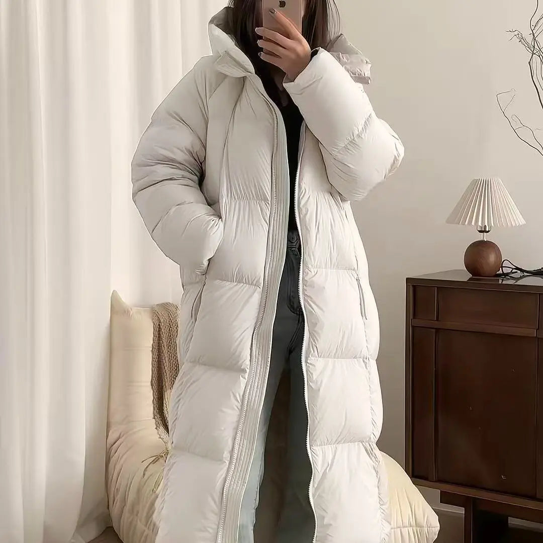2025 New Long Over-the-Knee Down Women Thickened Bread Cotton-padded Jacket Hooded Winter Coat Lizbert