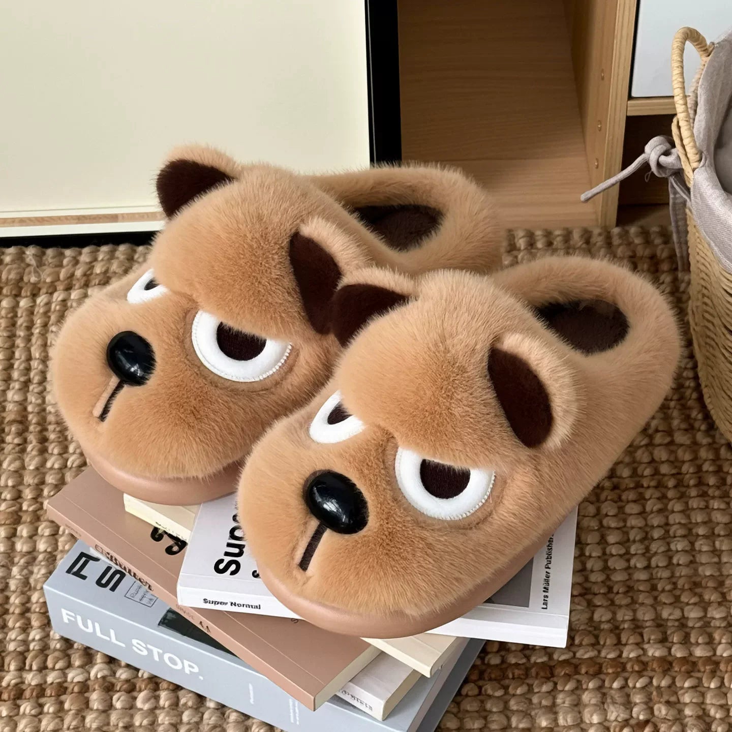 Men's Winter Cotton Slippers Warm Plush Indoor Home Thick Soled Couple Style Shoes Cozy Slip-On Footwear