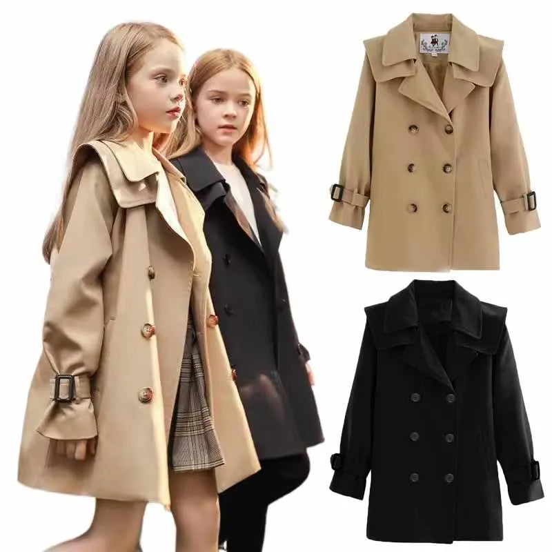 Girls Windbreaker Coat Spring Autumn Kids Windproof Jackets Children Mid-Length Trench Outerwear Teenagers Overcoat 4-14 Years Lizbert