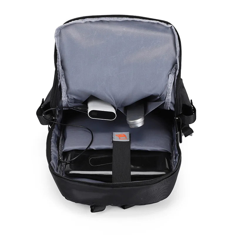 JODAN Letter Pattern Printed Canvas Men Women's Neutral Backpack Student Schoolbag Fashion Boy Girl Laptop Rucksack USB Port Lizbert