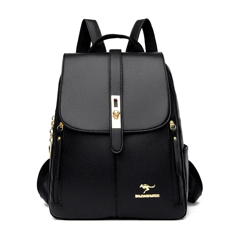 Women Large Capacity Backpack High Quality Leather Vintage Bags for Women School Bags Travel Rucksack Ladies Bookbag Knapsack Lizbert