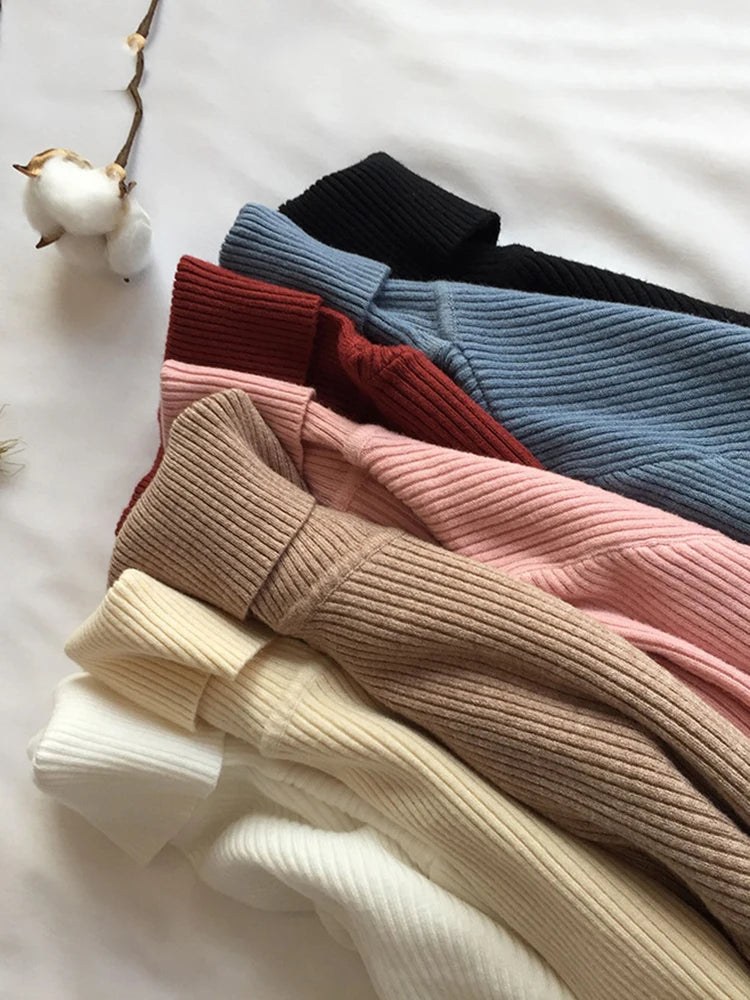 2025 Autumn Winter Thick Sweater Women Knitted Ribbed Pullover Sweater Long Sleeve Turtleneck Slim Jumper Soft Warm Pull Femme Lizbert