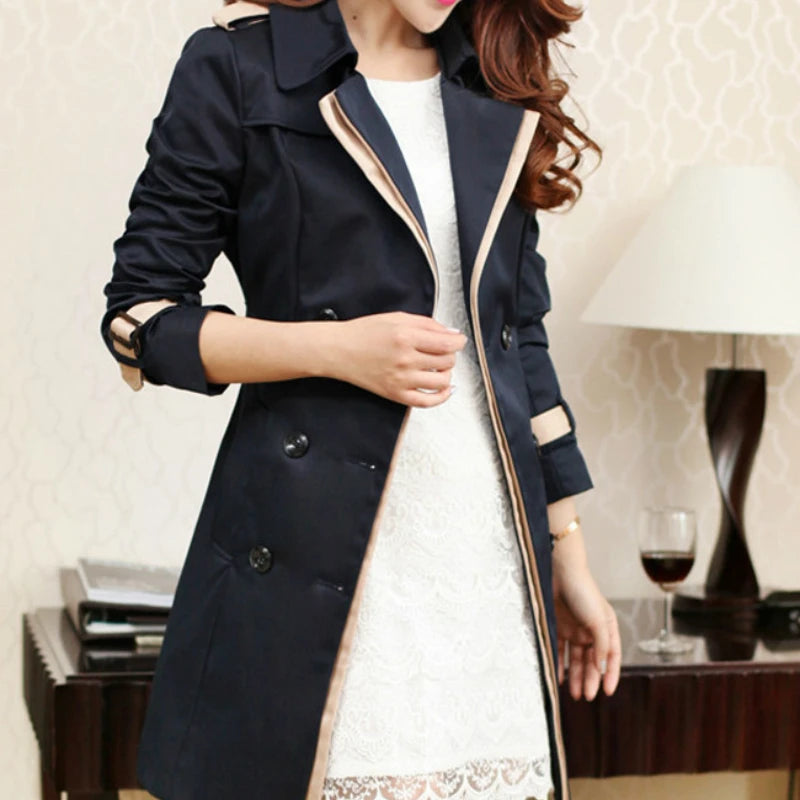 Trench Coat For Women 2025 Autumn Casual Double Breasted Female Long Trench Coats Plus Size Casaco Feminino Ladies Windbreaker Lizbert